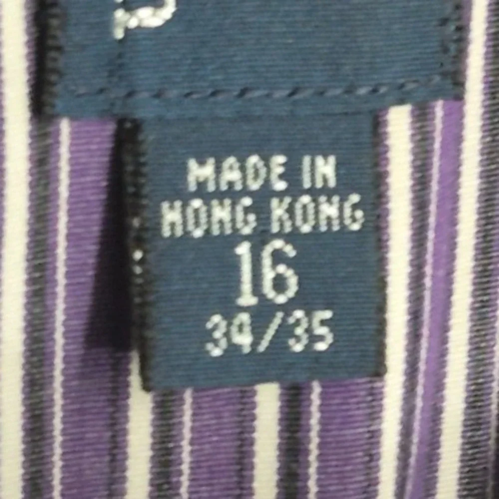 Polo Ralph Lauren Men's Micro Stripe Purple Dress Shirt Curham Classic 16 34/35‎